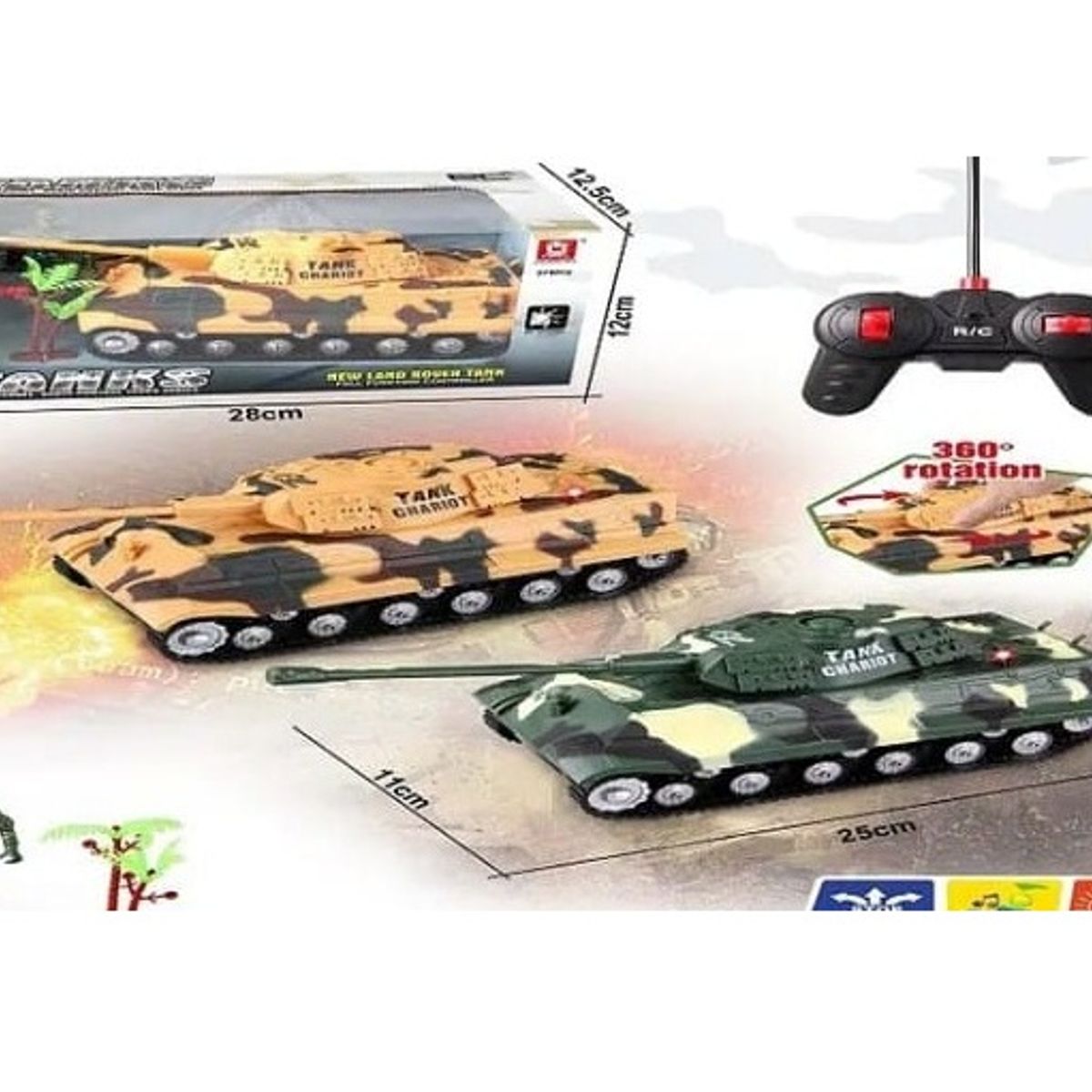 GENERICO - Juguete tanque con control remoto 25 cm ( solo color verde )