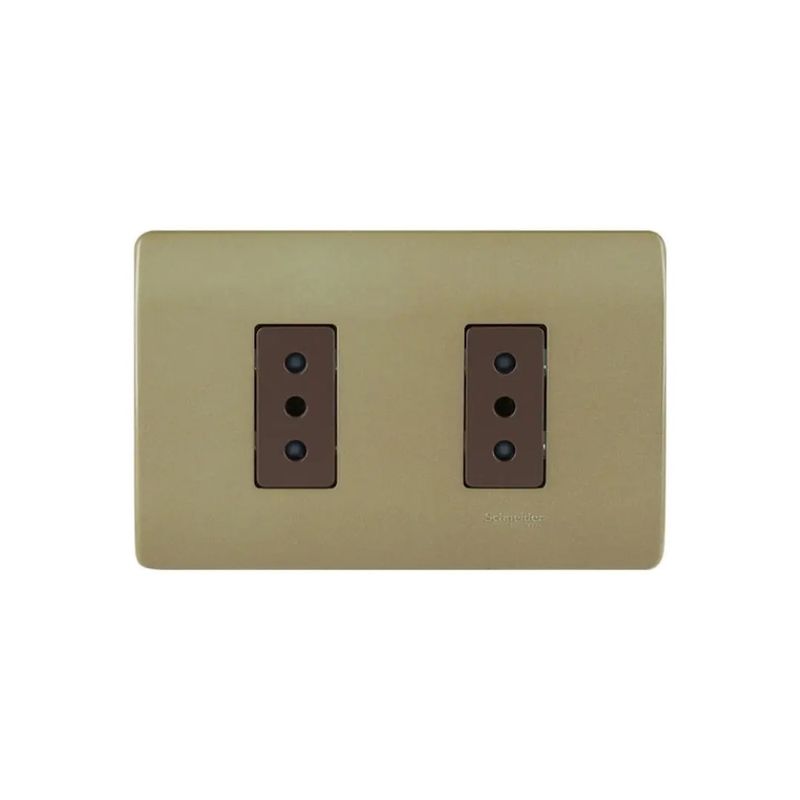 SCHNEIDER ELECTRIC - Enchufe Doble 10A Genesis Dorado Cafe Schneider