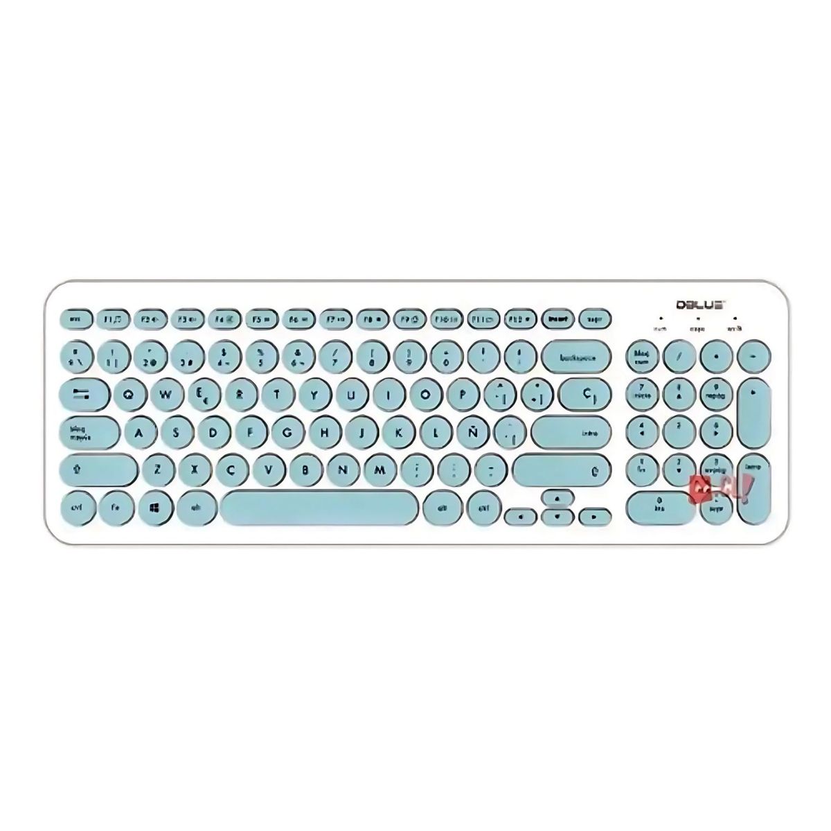 DBLUE - Teclado Usb Ultra Delgado Blanco Letras Celeste Español - Ps