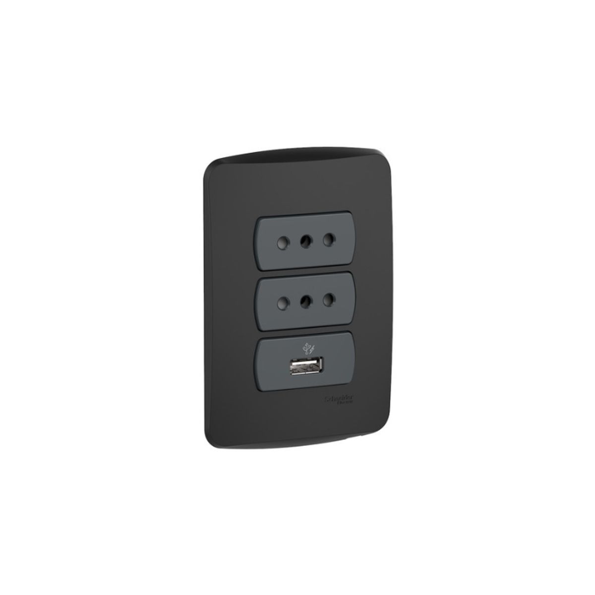 SCHNEIDER ELECTRIC - Cargador Usb + 2 Enchufes Grafito Schneider Miluz