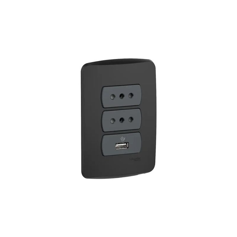 SCHNEIDER ELECTRIC - Cargador Usb + 2 Enchufes Grafito Schneider Miluz