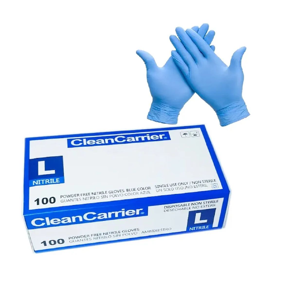 CLEANCARRIER - Guantes Nitrilo Azul Talla L Cleancarrier Pack X 1000 Uni