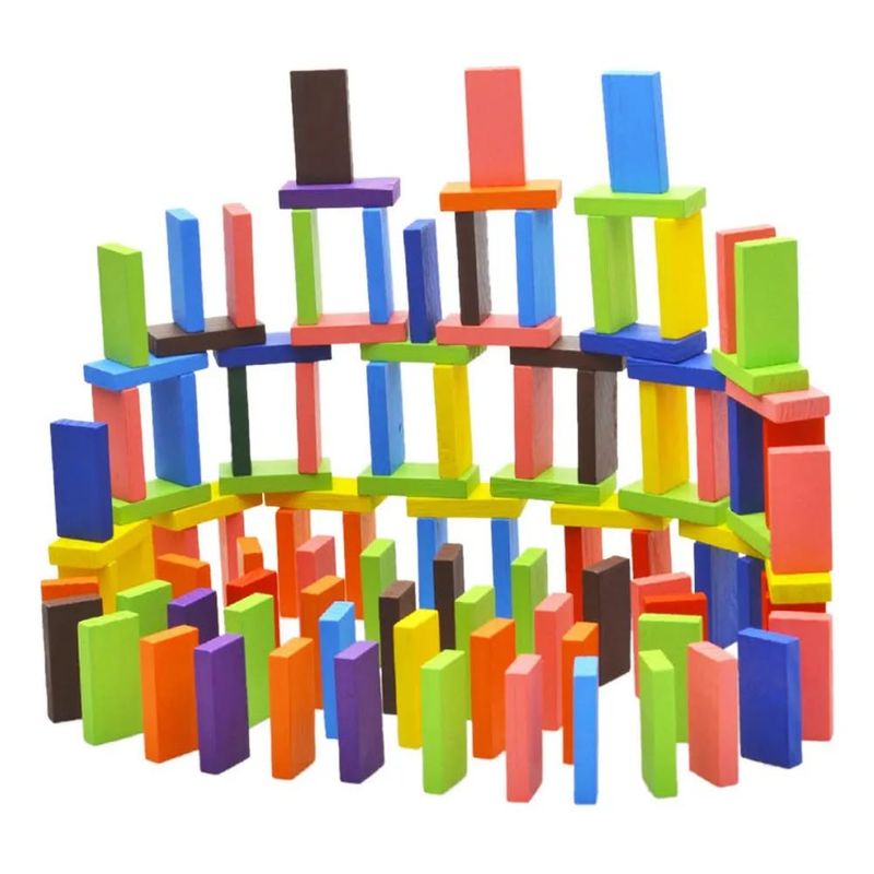 GENERICO - Juego Domino de madera 120unds con muchos colores surtidos