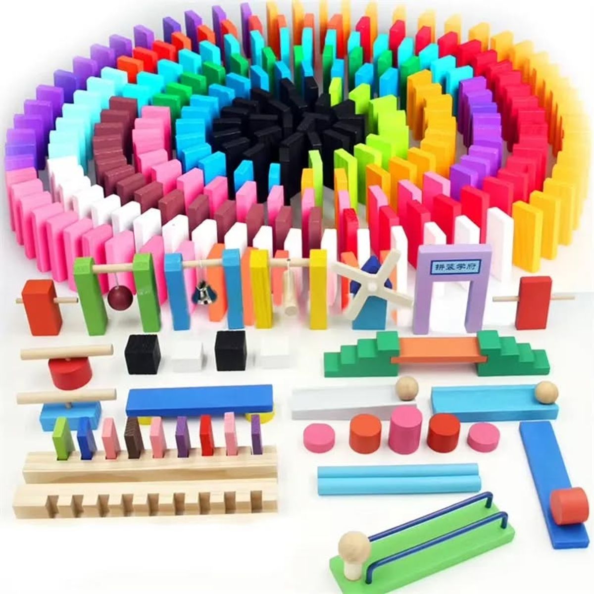 GENERICO - Juego Domino de madera 120unds con muchos colores surtidos