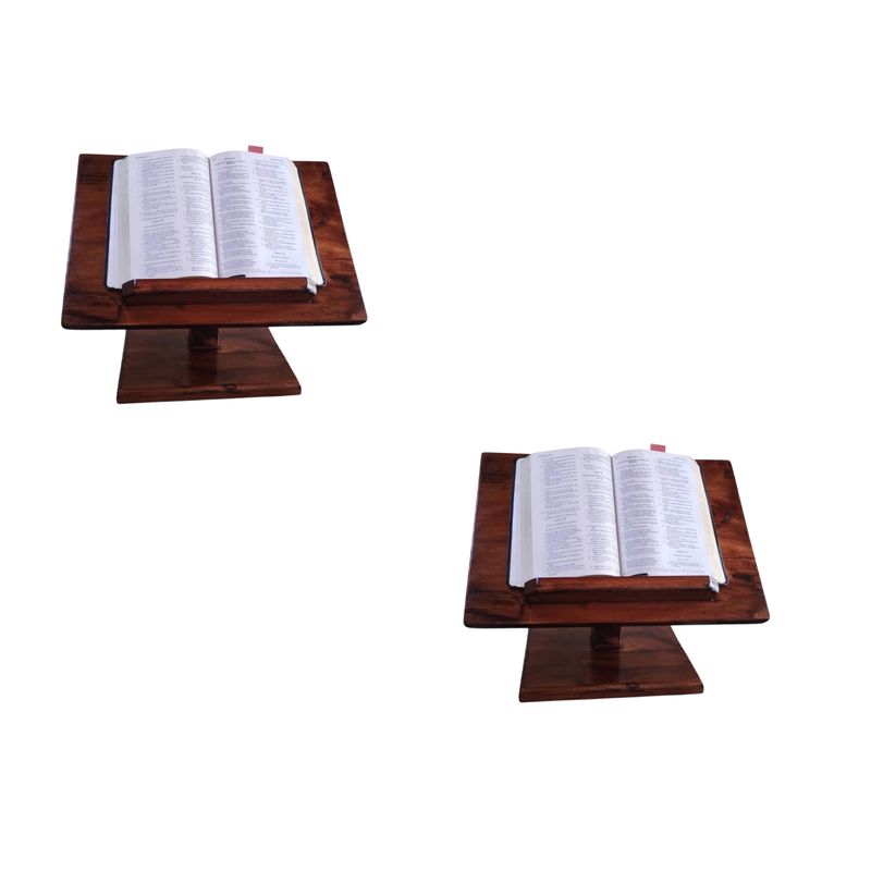 GENERICO - 2 unidades Pedestal Atril Madera Para Libro Lectura Nogal Vitrificado