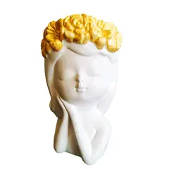 GENERICO - Macetero Diseño Mujer Dormida Plástico 20cm Blanco