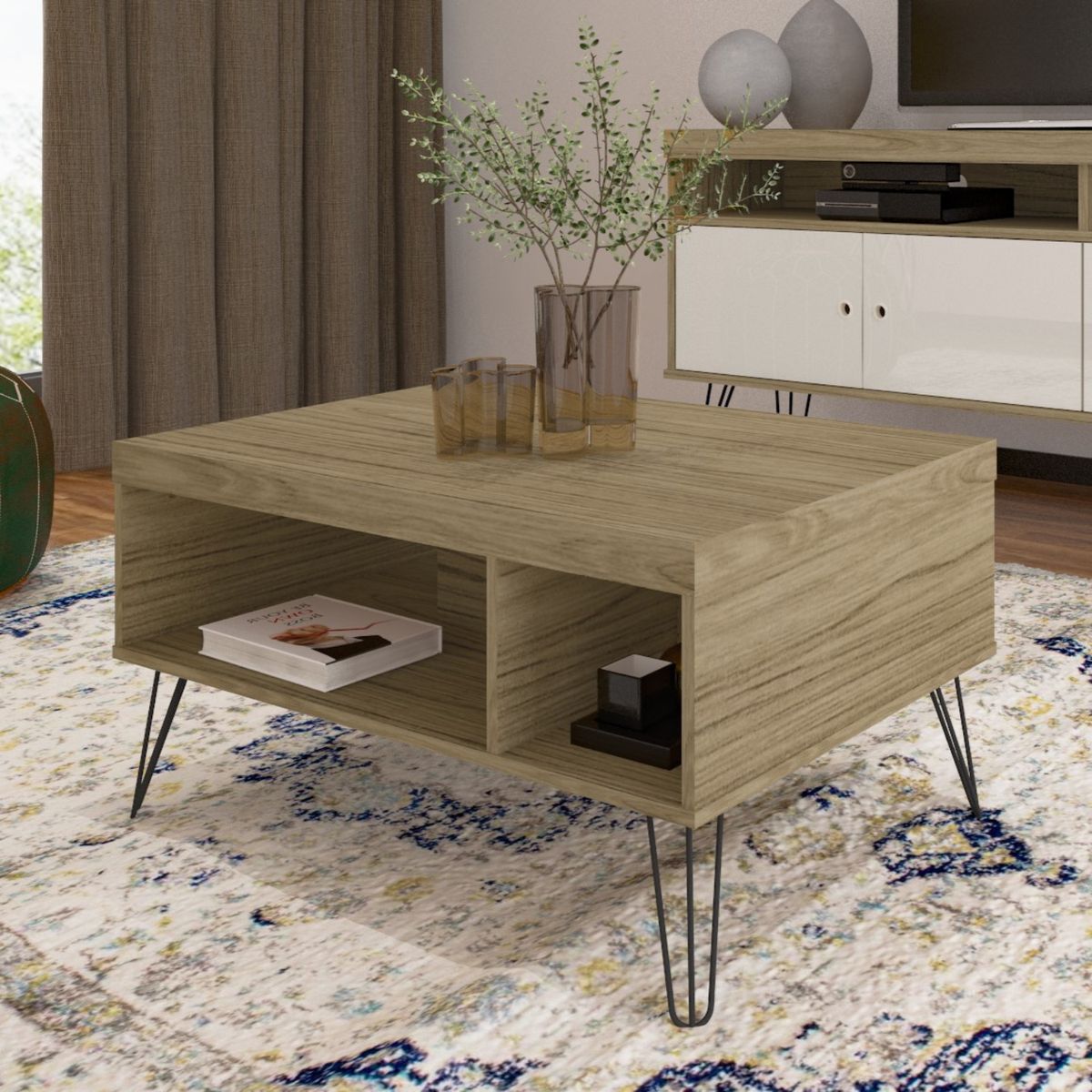 EXIT - Mesa de Centro Rectangular 91x45x59 cm Marrón - Liberty