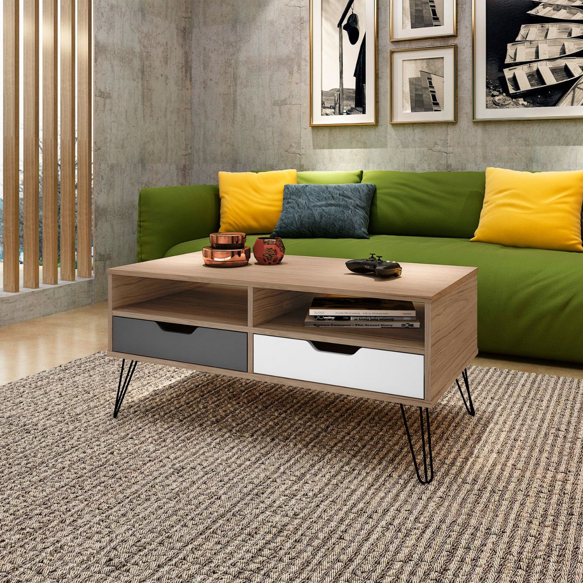 EXIT - Mesa de Centro Rectangular 100x45x54 cm Multicolor - Estocolmo