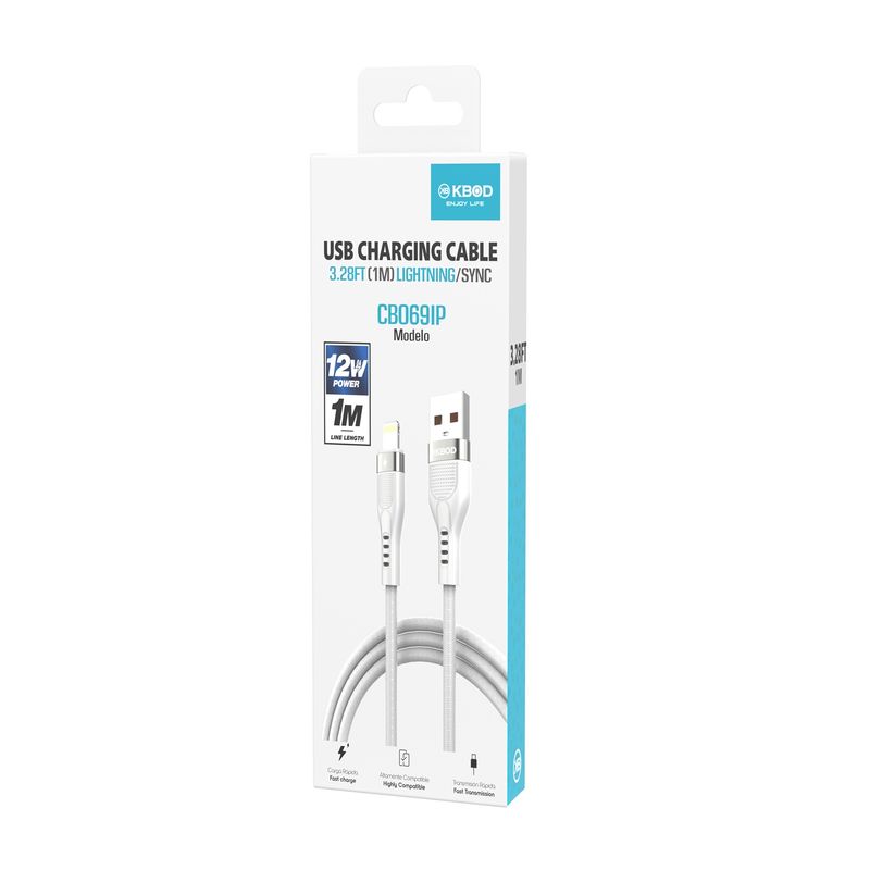 KBOD - Cable Para Carga y Datos Usb Para IP Kbod Cbo69 1 Metro 12W Blanco