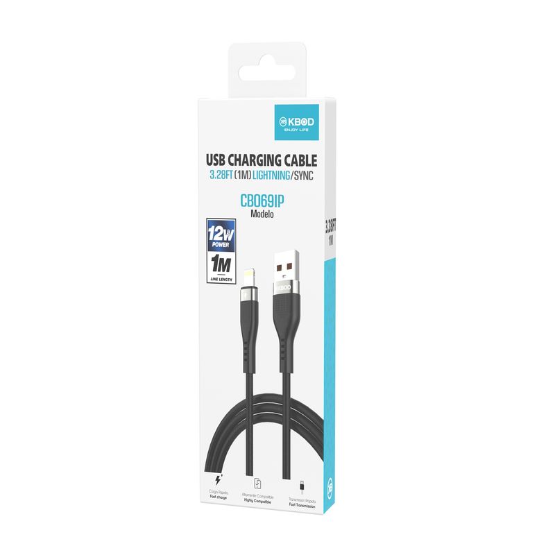 KBOD - Cable Para Carga y Datos Usb Para IP Kbod Cbo69 1 Metro 12W Negro