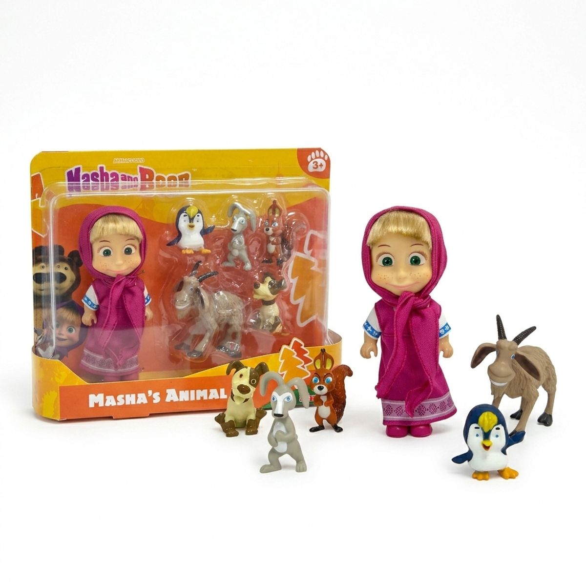 MASHA Y EL OSO - Juguete Set Animales Masha 6 Figuras - Masha Y El Oso