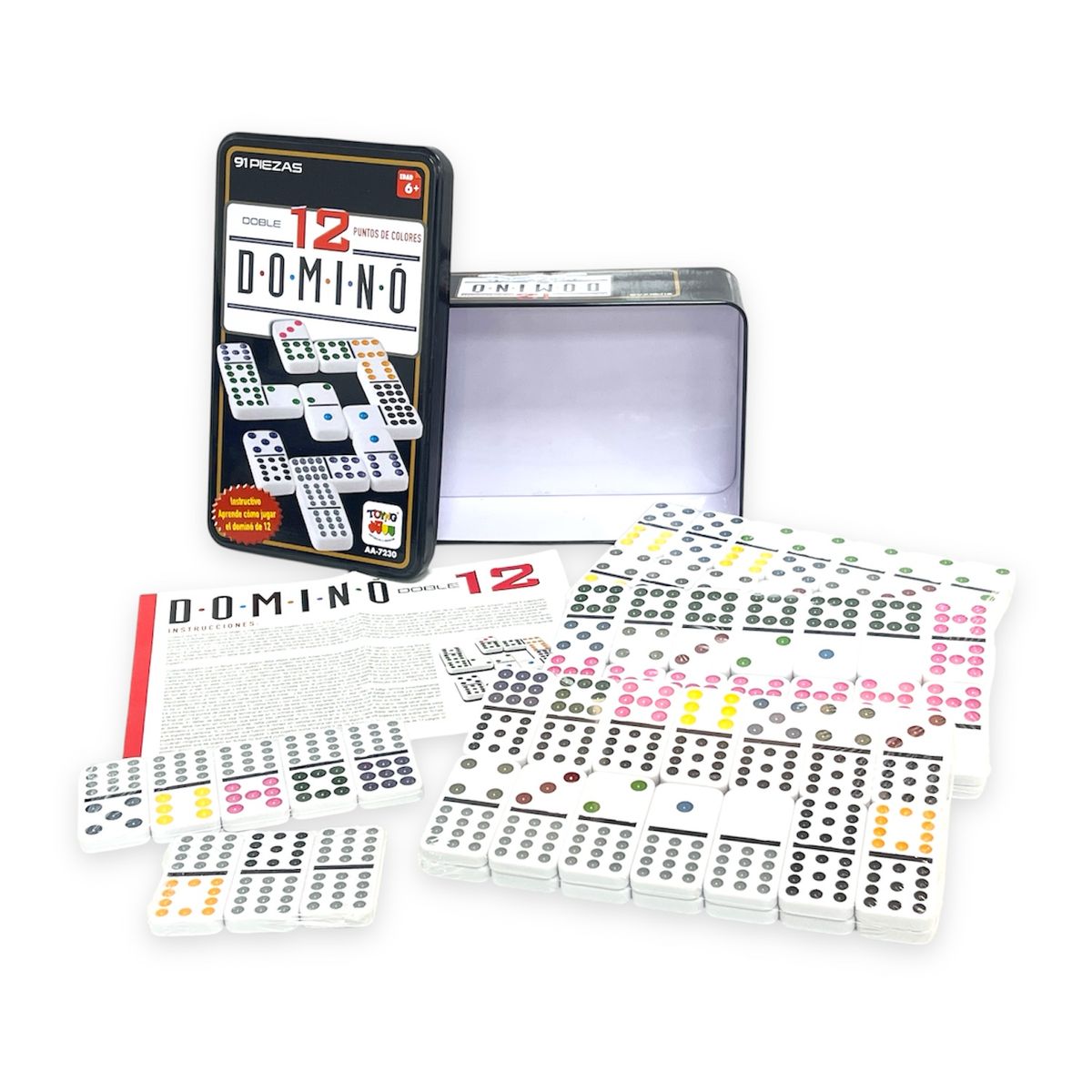 TOYNG - Juego de Mesa Dominó 12 Caja Metálica - Toyng