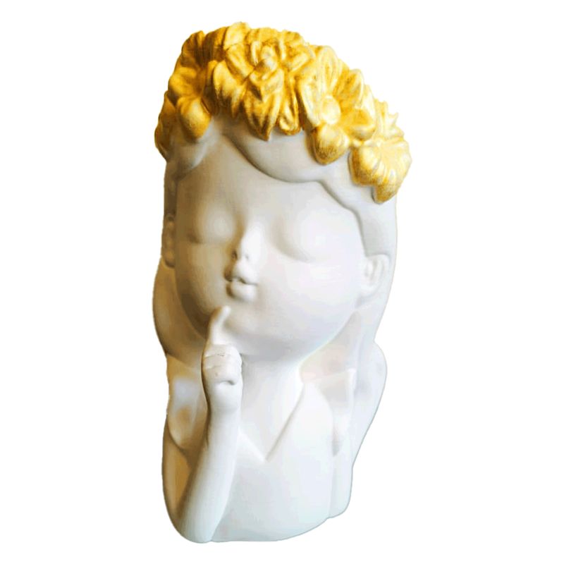 GENERICO - Macetero Diseño Mujer Pensativa decorativo Plástico 20cm Blanco