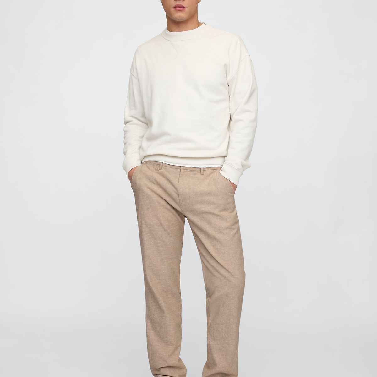 GAP - Pantalón Hombre Gap Straight Lino Beige