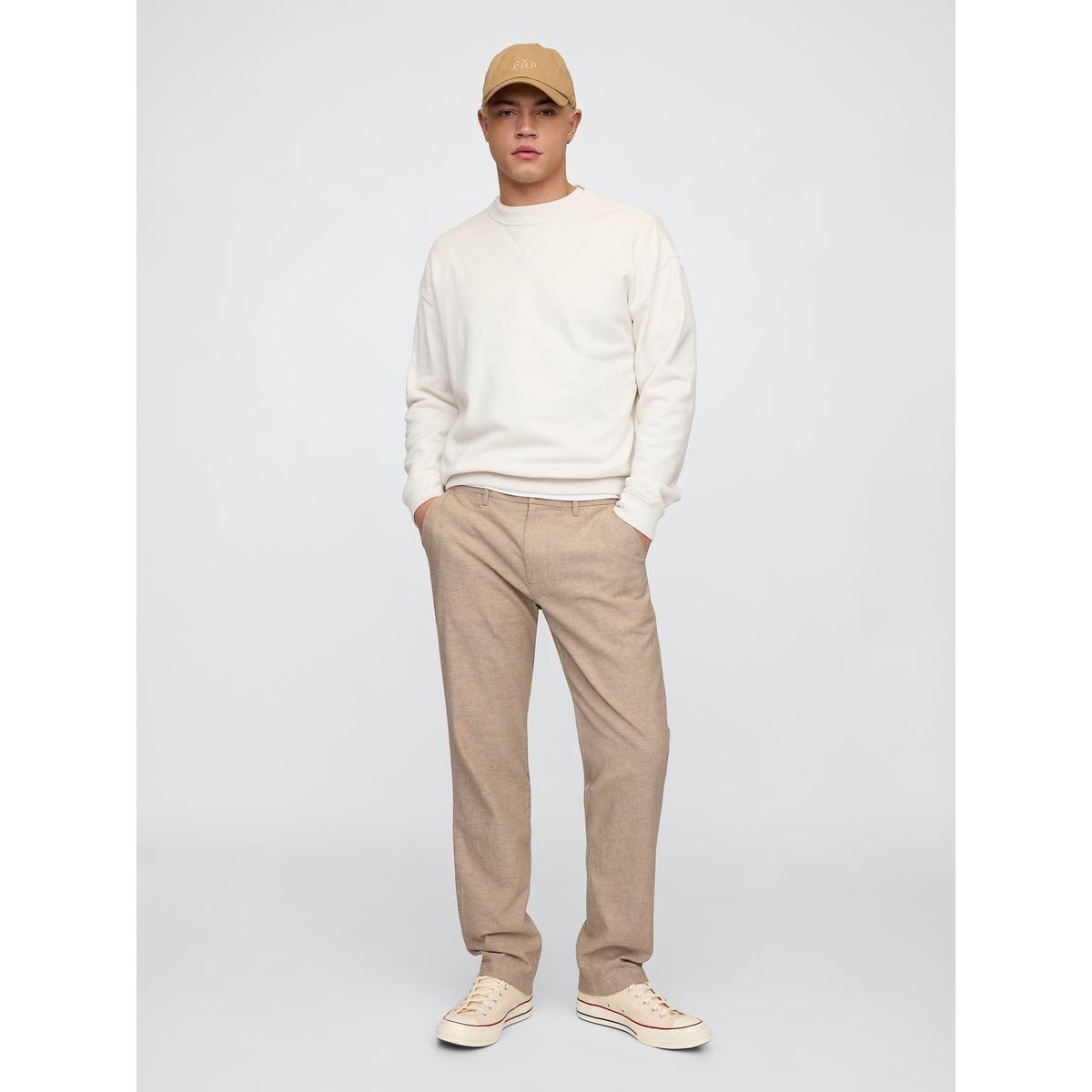 GAP - Pantalón Hombre Gap Straight Lino Beige