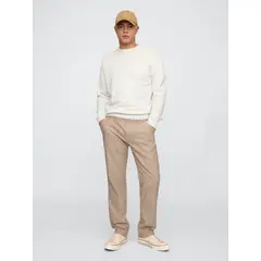GAP - Pantalón Hombre Straight Lino Beige