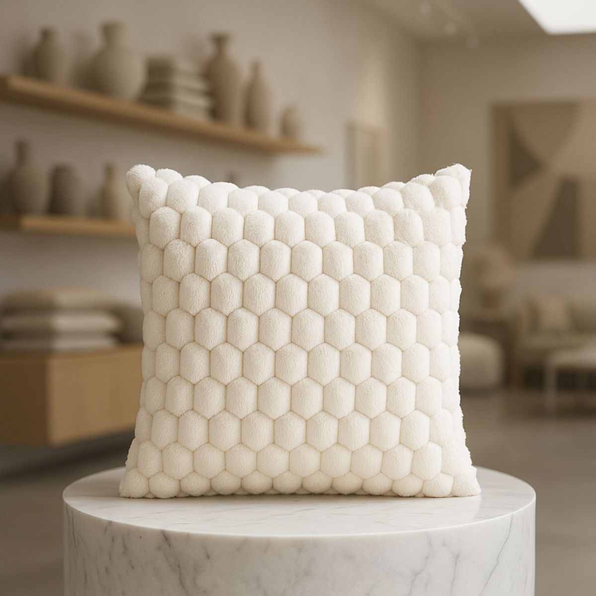 ARMONIA - Funda cojín burbuja blanco 45x45 suave decoración Chile 651