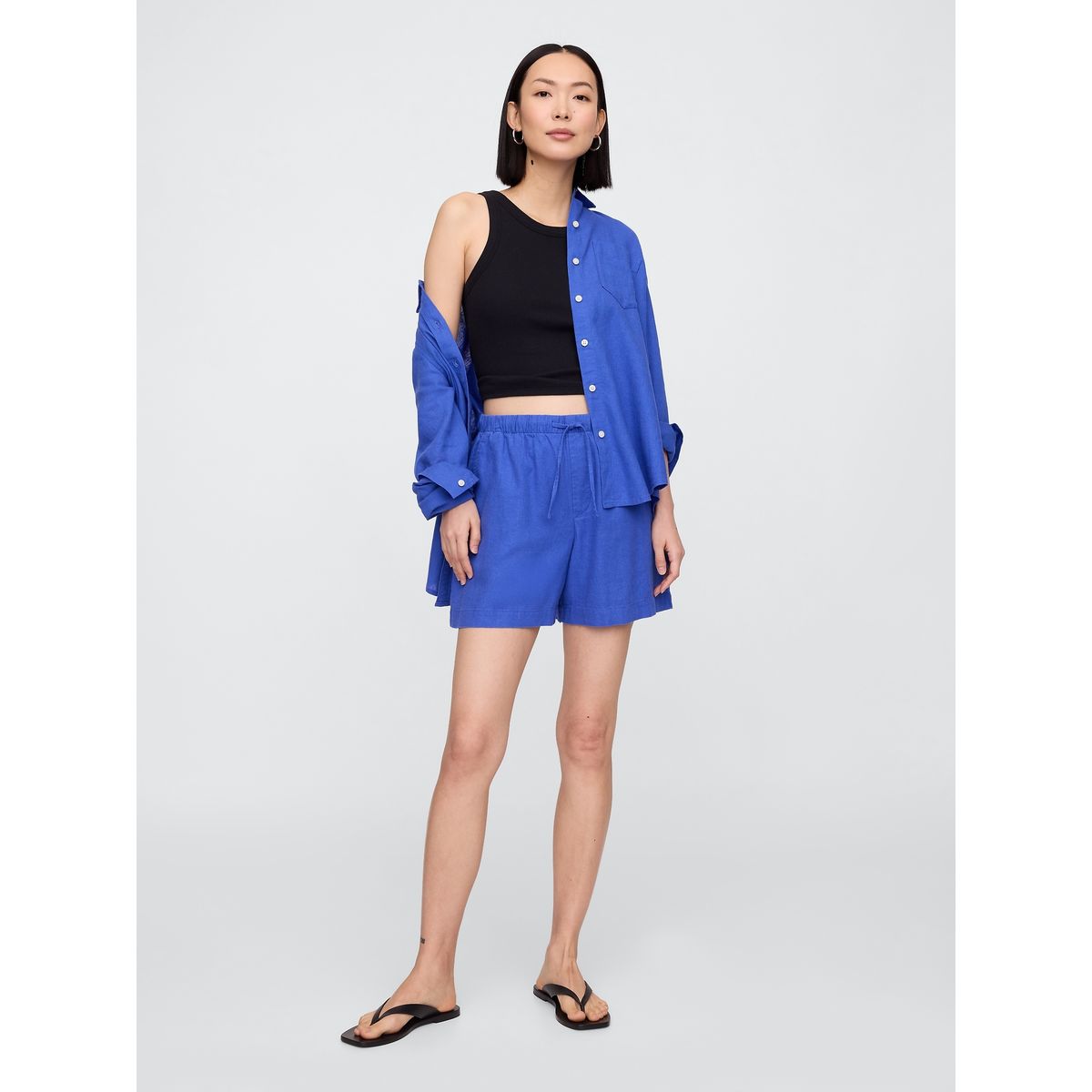 GAP - Short Mujer 4" Lino Azul Gap