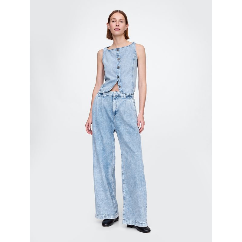 GAP - Jeans Mujer Pleated Celeste Gap