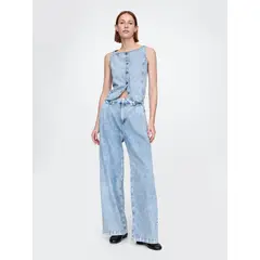 GAP - Jeans Mujer Pleated Celeste