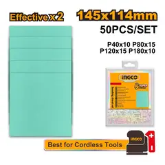 INGCO - Set 50 Lijas P40 80 120 180 Multimaterial 145x114 Mm
