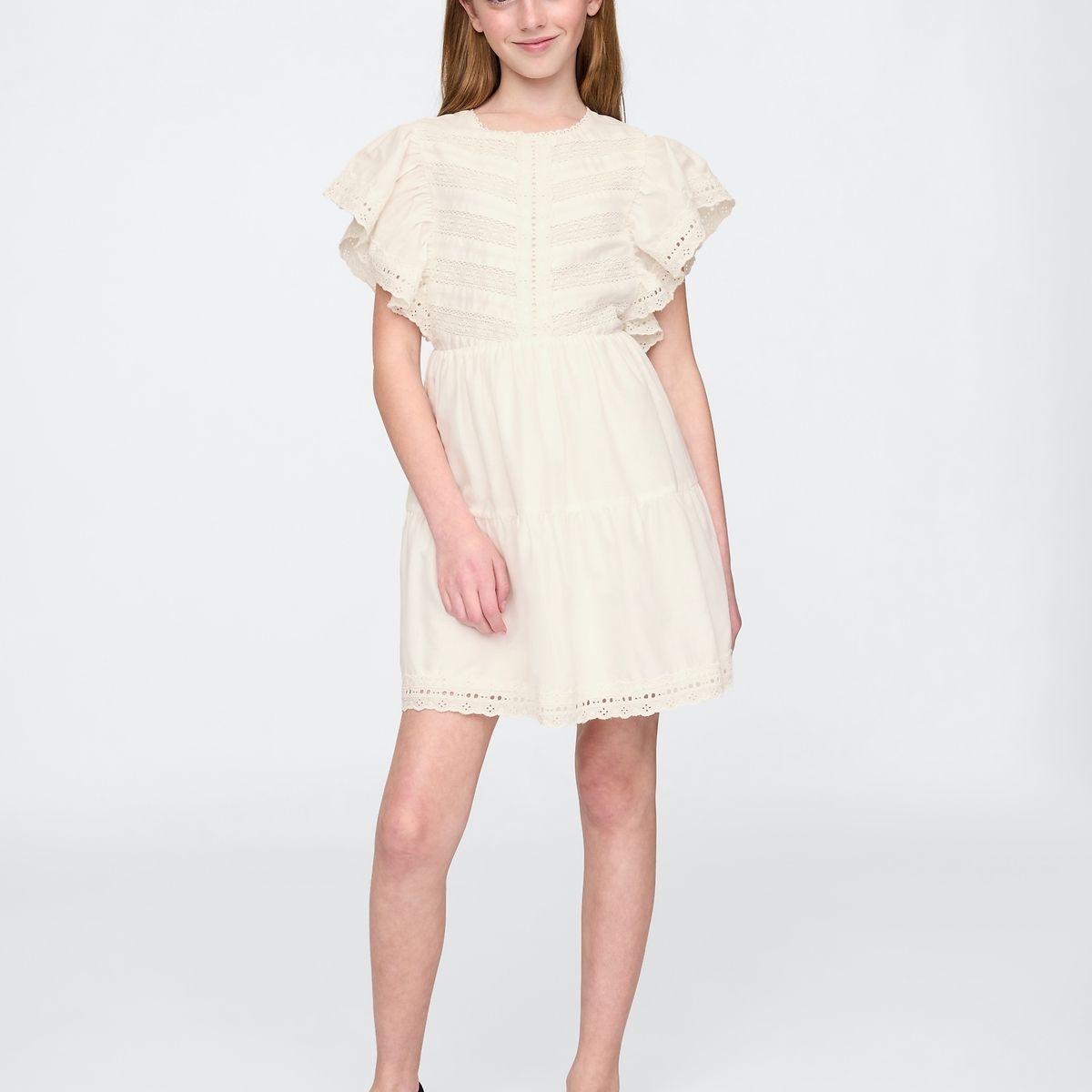 GAP - Vestido Niña Lace Ruffle Blanco Gap