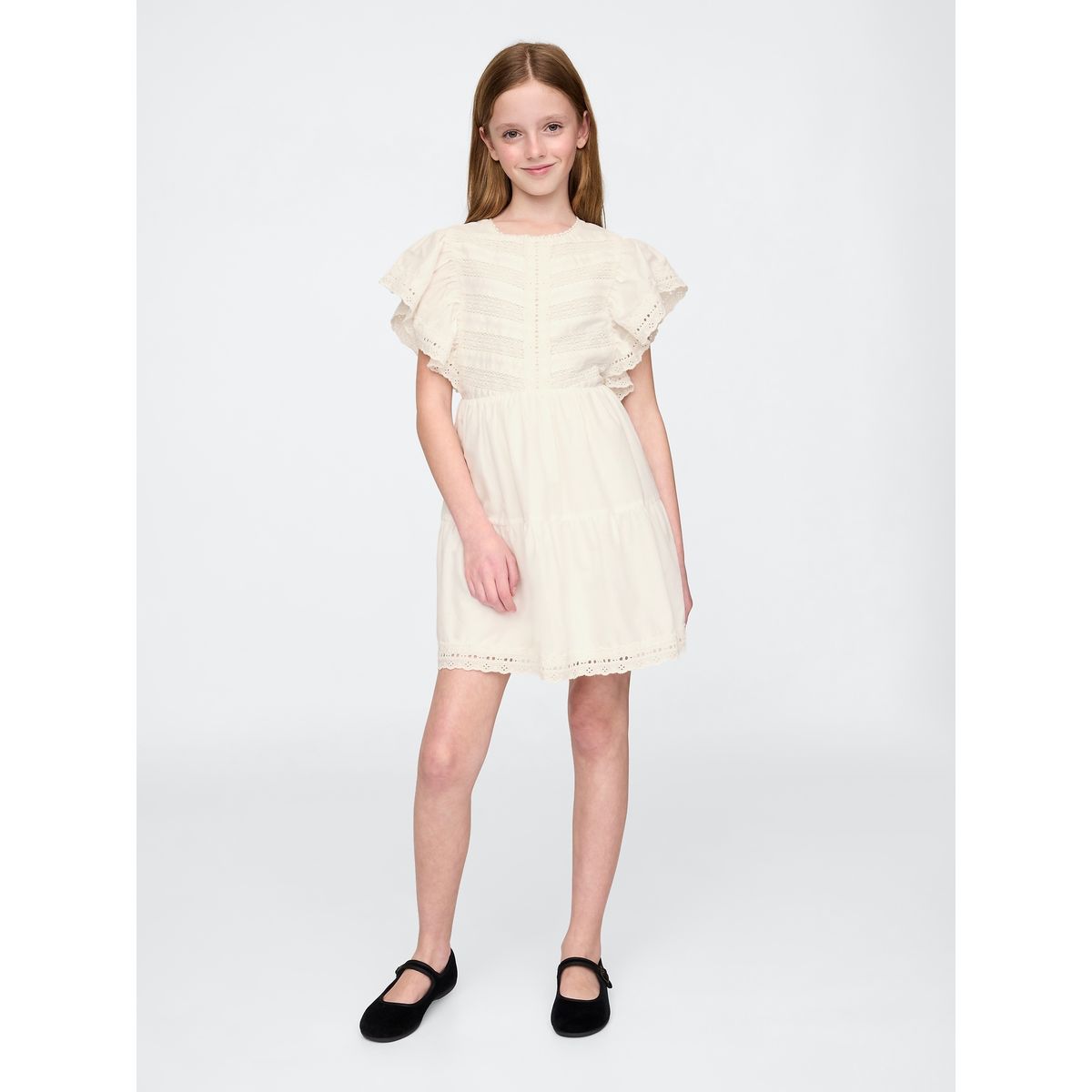 GAP - Vestido Niña Lace Ruffle Blanco Gap
