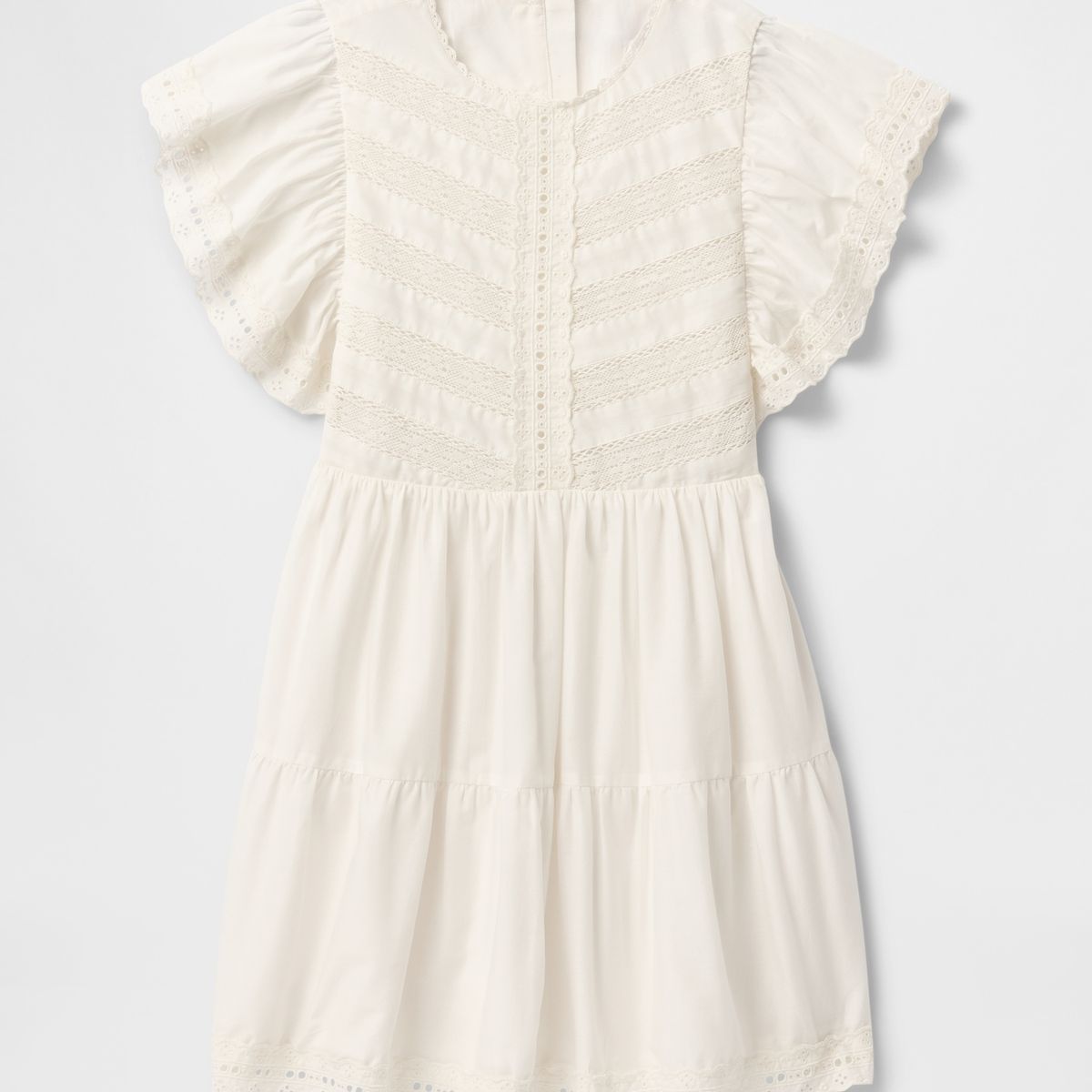 GAP - Vestido Niña Lace Ruffle Blanco Gap