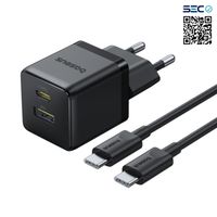 Cargador Rápido PalmCluster USB USB C 30W + Cable USB C Negro