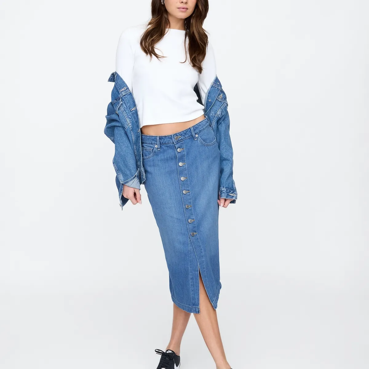 GAP - Falda Mujer Denim Button Down Azul Gap