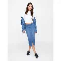 GAP - Falda Mujer Denim Button Down Azul