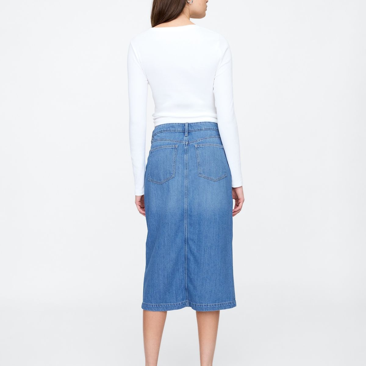 GAP - Falda Mujer Denim Button Down Azul Gap