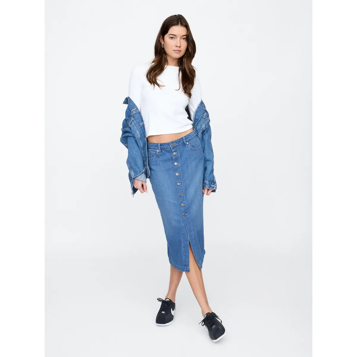 GAP - Falda Mujer Gap Denim Button Down Azul