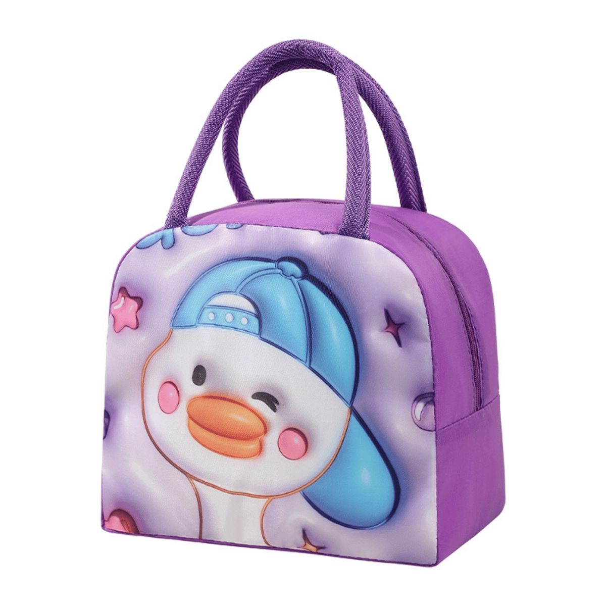 HOMESTAR - Lonchera térmica infantil púrpura con diseño de pato caricatura