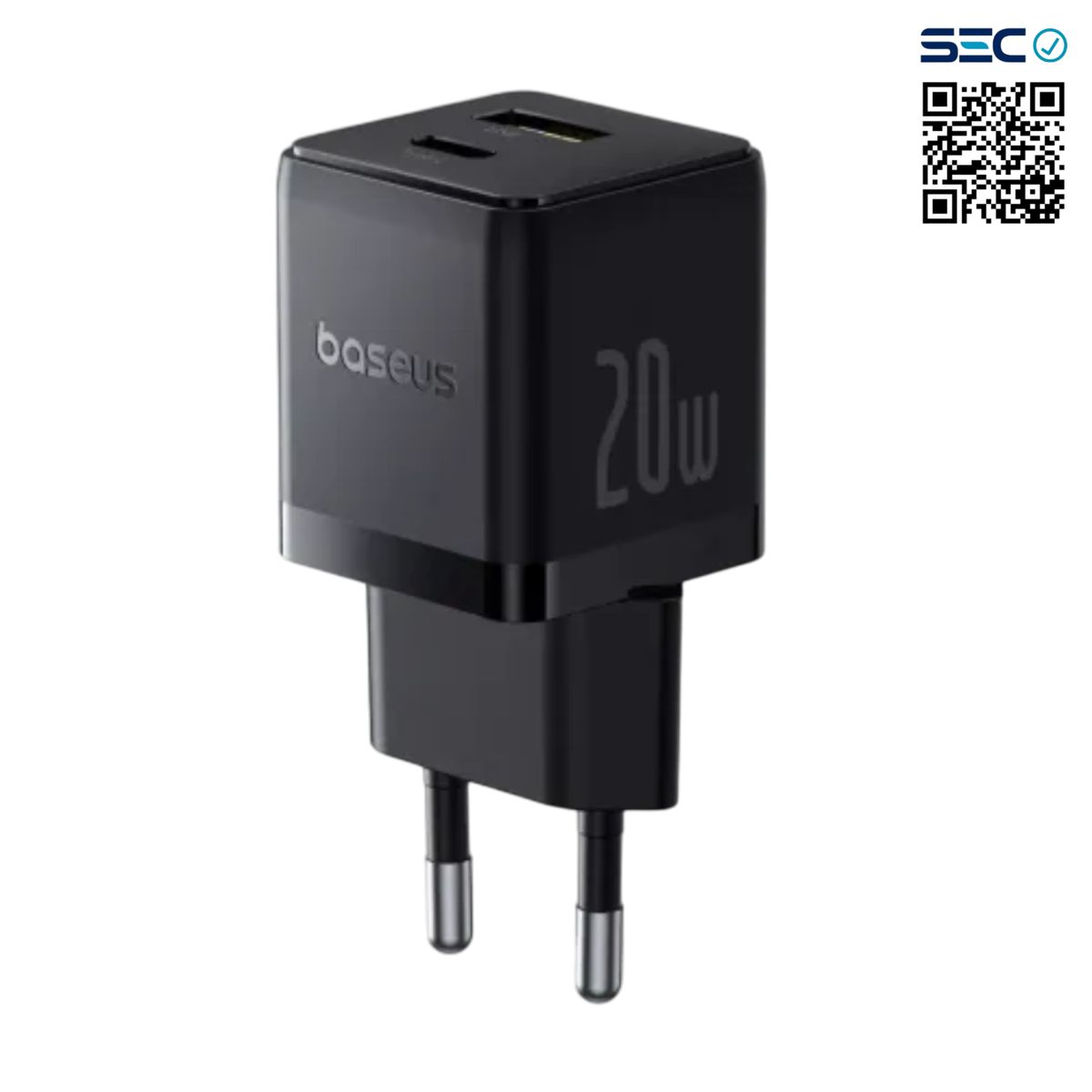 BASEUS - Cargador Rápido Baseus Palm Cluster USB y Tipo C 20W Negro