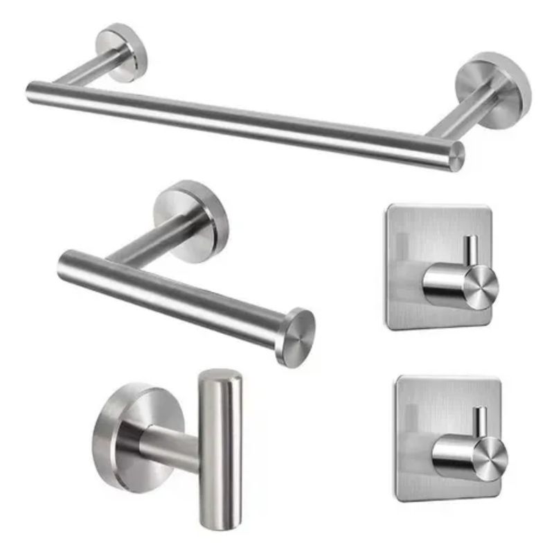 GENERICO - Set De 5 Accesorios De Baño Acero Inoxidable plata