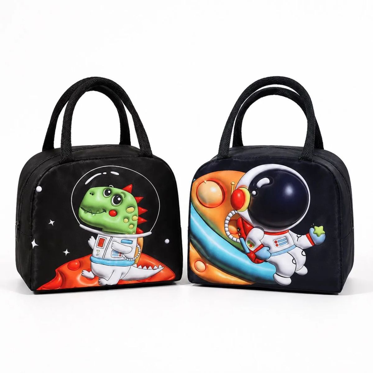 HOMESTAR - Set 2 loncheras térmicas infantiles espaciales negras