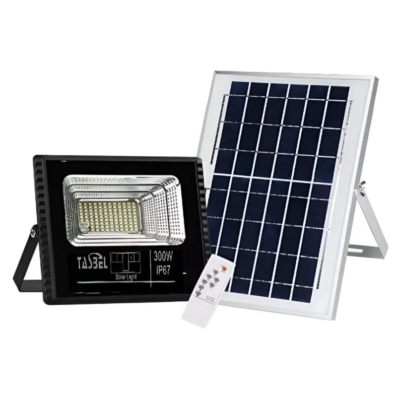 GENERICO - Foco Reflector LED 300W IP67 Panel Solar Control Remoto 33cmx29cm