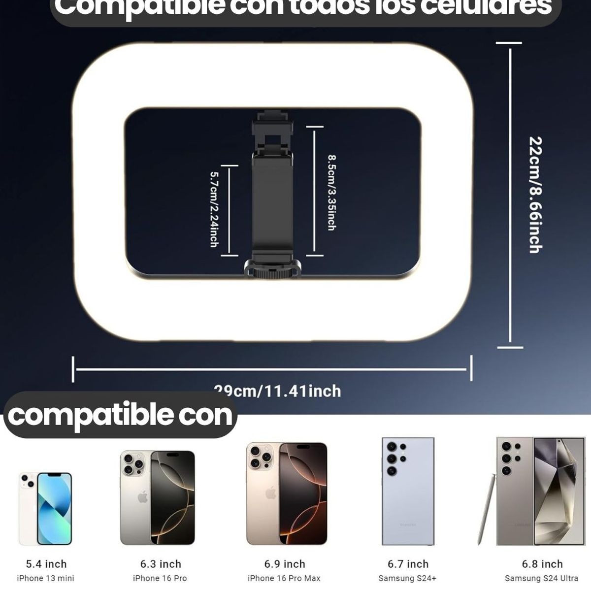 COMPUTECH - Rig Estabilizador Aro De Luz Led Soporte Celular Grabación