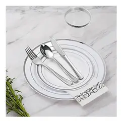 GENERICO - Platos Desechables Elegantes Fiesta 10 Personas 70 Pcs Silver
