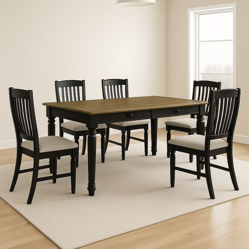 MSA MUEBLES SANTA ANA - Juego de Comedor 6 Sillas Vermont Old Black
