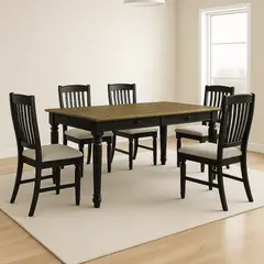 MSA MUEBLES SANTA ANA - Juego de Comedor 6 Sillas Vermont Old Black