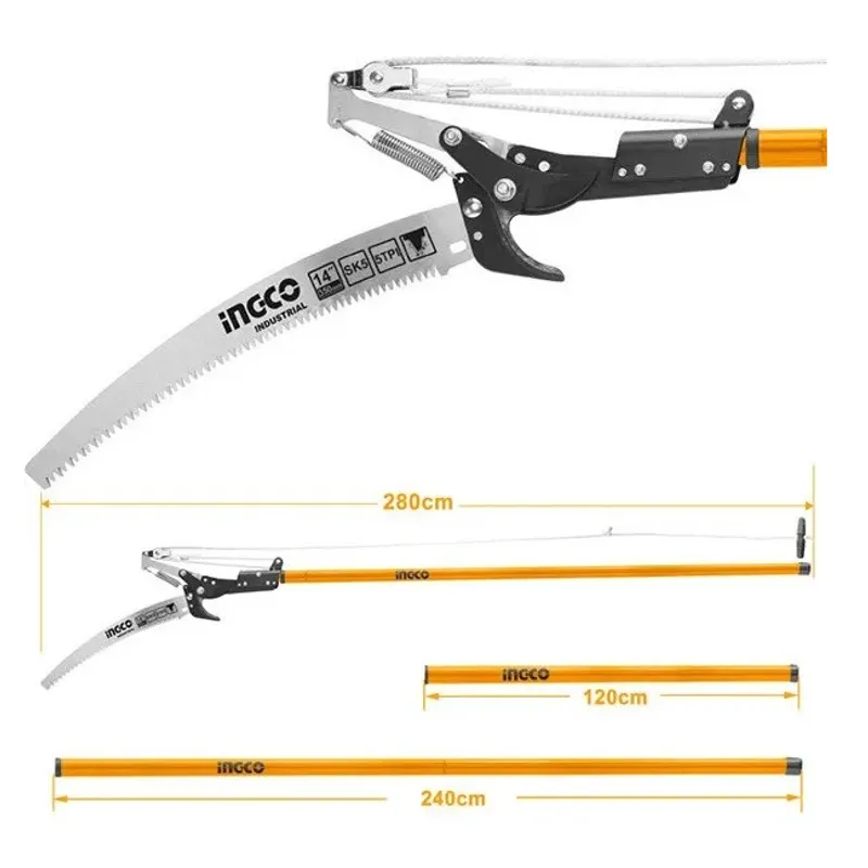 INGCO - Podador Serrucho De Poda Curvo Con Pertiga 28m Ingco Arboles
