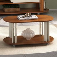 Mesa de Centro Ovalada 91x44x45 cm Marrón Beige - Mundi