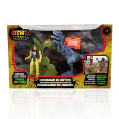 DINO STATE - Set Dinosaurio con Accesorios y Escenario Jurásico