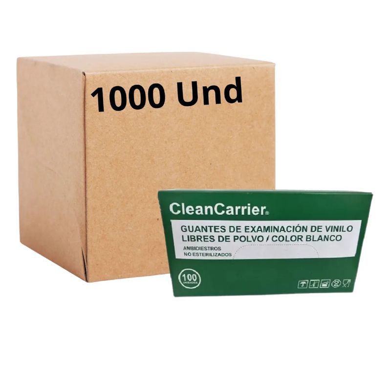 CLEANCARRIER - Guantes Vinilo Talla L Transparente Cleancarrier Pack X1000