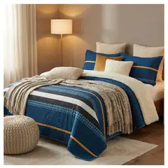 GENERICO - Cubrecama Sherpa 1.5 Plazas - Azul Suecia M953