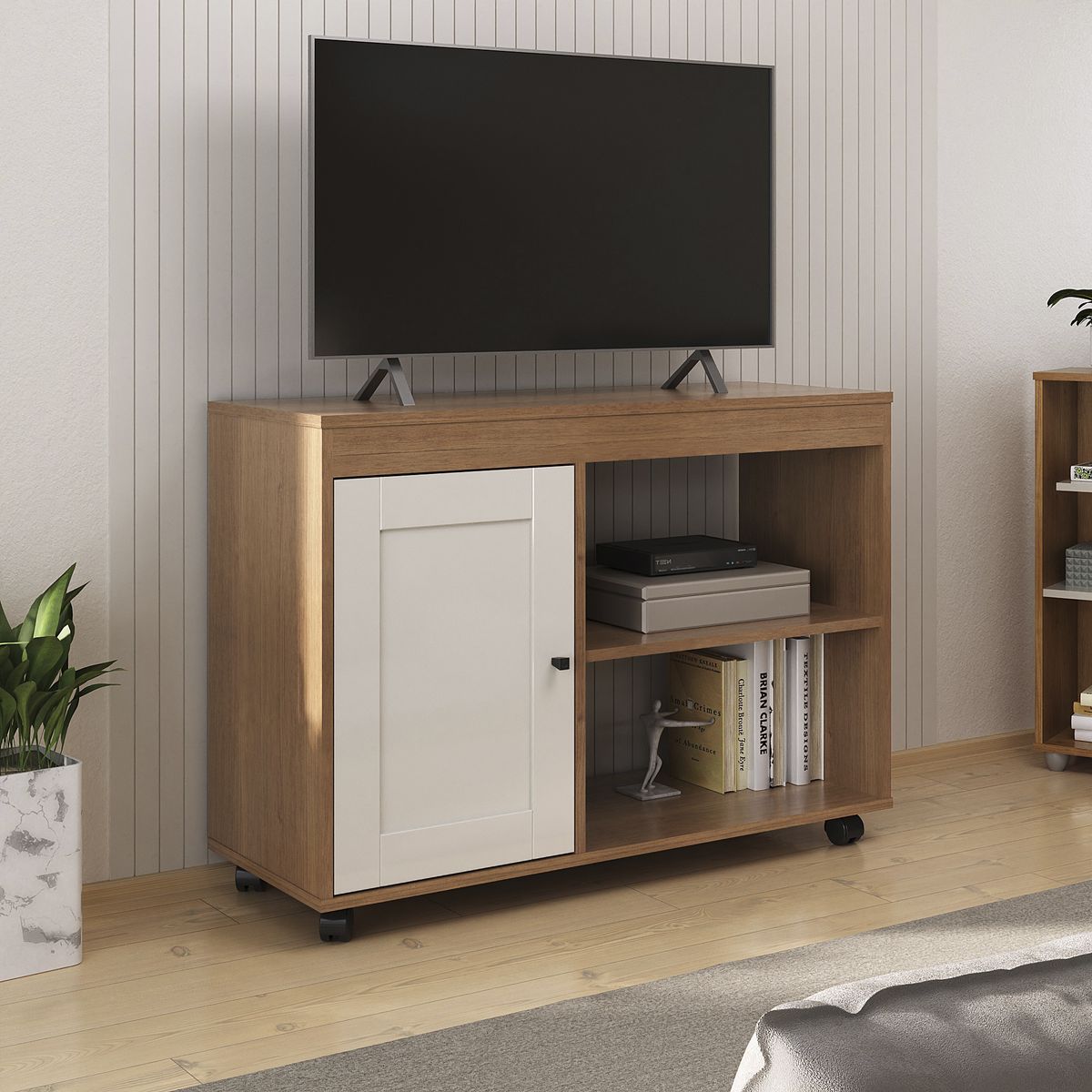 EXIT - Rack TV hasta 42 pulgadas con ruedas 91x65x35 cm - Sampa