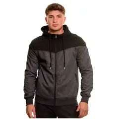 MPROPIA - Polerón Hombre Invierno Frisado Con Gorro Bi-Color Cierre 9264
