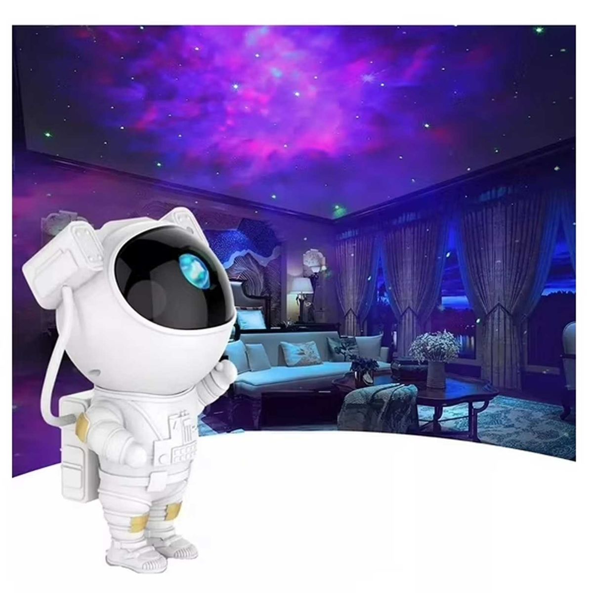 GENERICO - Lampara Astronauta Proyector Galaxia Estrellas Con Parlante Musica